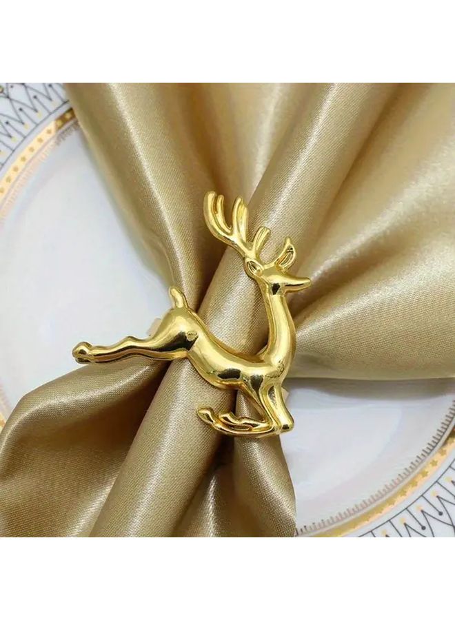 4 قطع من حلقات المناديل الفضية لشخصية الرنة لتزيين طاولة عيد الميلاد - Image 4