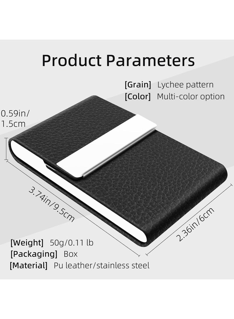 Oasisgalore Business Card Holder/Case with Premium PU Leather and Stainless Steel for Men and Women - Image 3