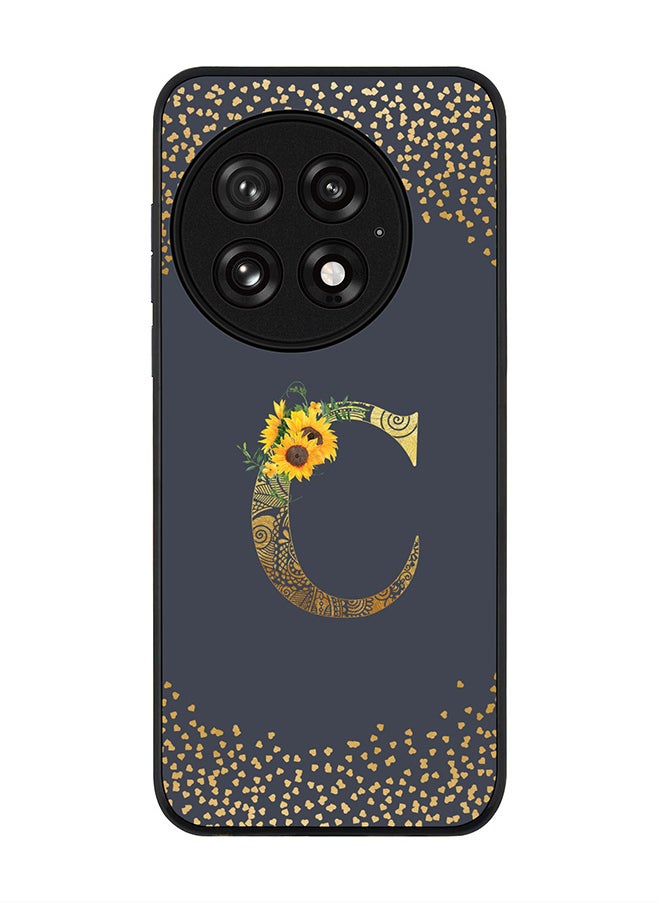Stylizedd For OnePlus 13 5G Case,Slim fit Camera Protection, Shockproof Thin Phone cover  - Custom Floral Monogram - C  (Grey )  - Image 1