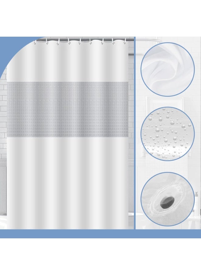 Relex PEVA Shower Curtain 180x180cm, Heavy Duty Waterproof Bath Curtain, Mold Resistant, Weighted Bottom, Includes 12 Hooks for Bathroom, Wet Room, Shower Stall - Image 2