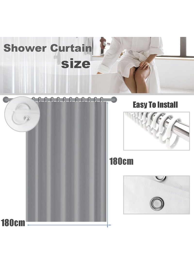 Relex PEVA Shower Curtain 180x180cm, Heavy Duty Waterproof Bath Curtain, Mold Resistant, Weighted Bottom, Includes 12 Hooks for Bathroom, Wet Room, Shower Stall - Image 3