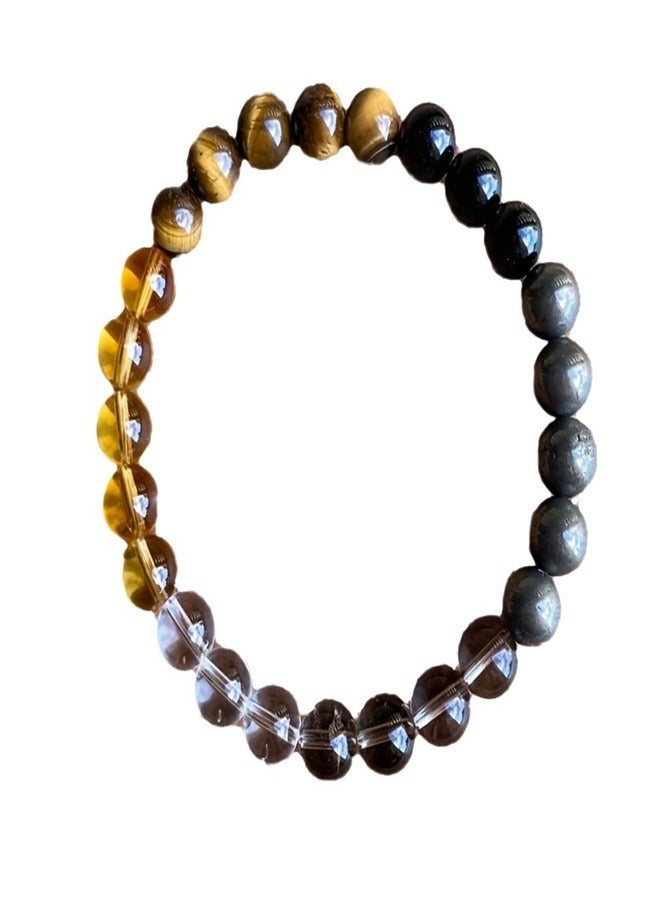 Natural citrine tiger's eye obsidian bracelet  - Image 4