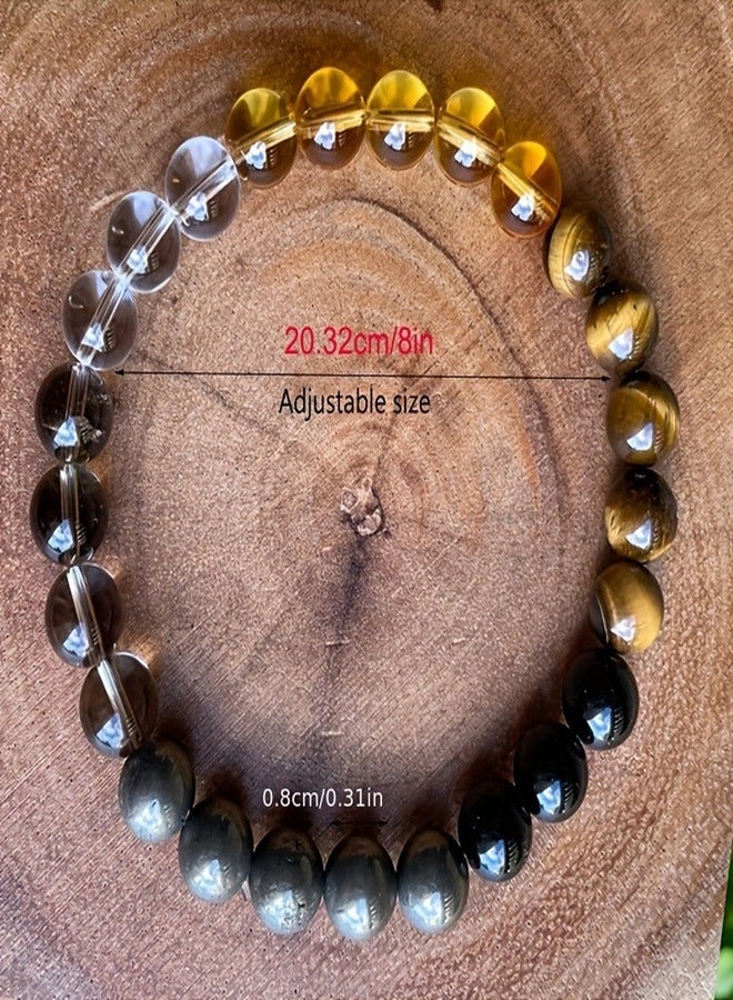 Natural citrine tiger's eye obsidian bracelet  - Image 2