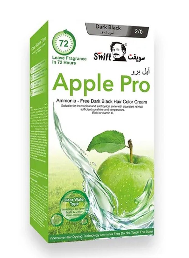 Swift Apple Ammonia free Hair Color Cream No. 2 Dark Black 1000ml - Image 1