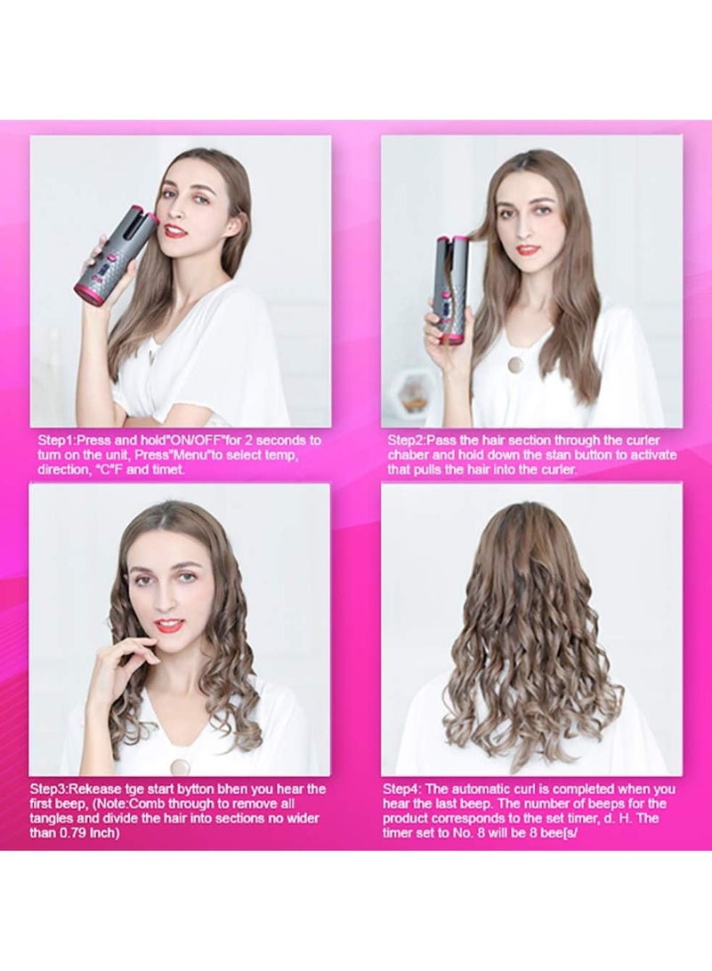 عام مكواة شعر دوارة، شرائح مجعدة، مكواة شعر لاسلكية، مكواة شعر تلقائية ببطارية مدمجة، مكواة حرارية من السيراميك محترفة، مكواة شعر تعمل بال USB محمولة وسهلة الشحن. - Image 2