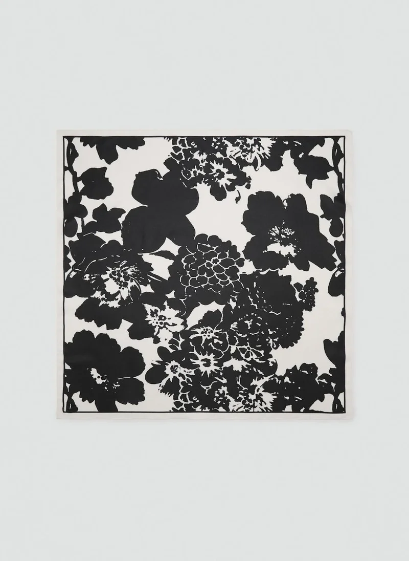 مانجو Floral-Print Satin Scarf