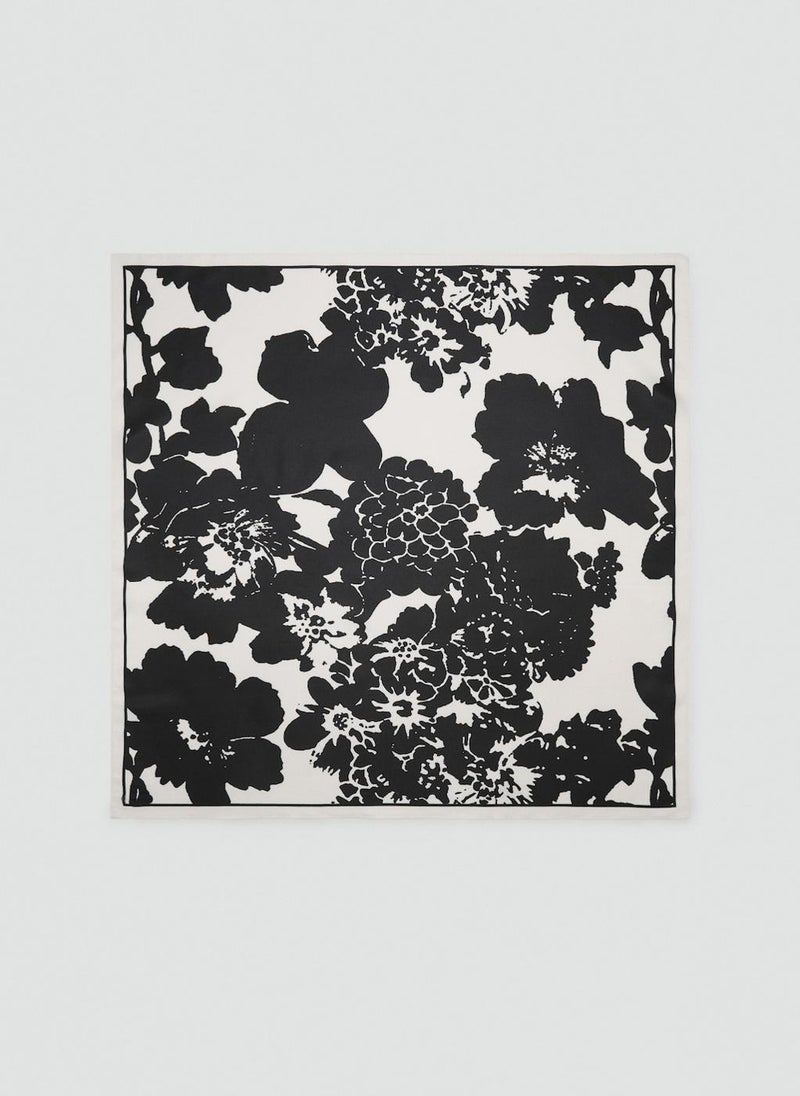 MANGO Floral-Print Satin Scarf  - Image 1