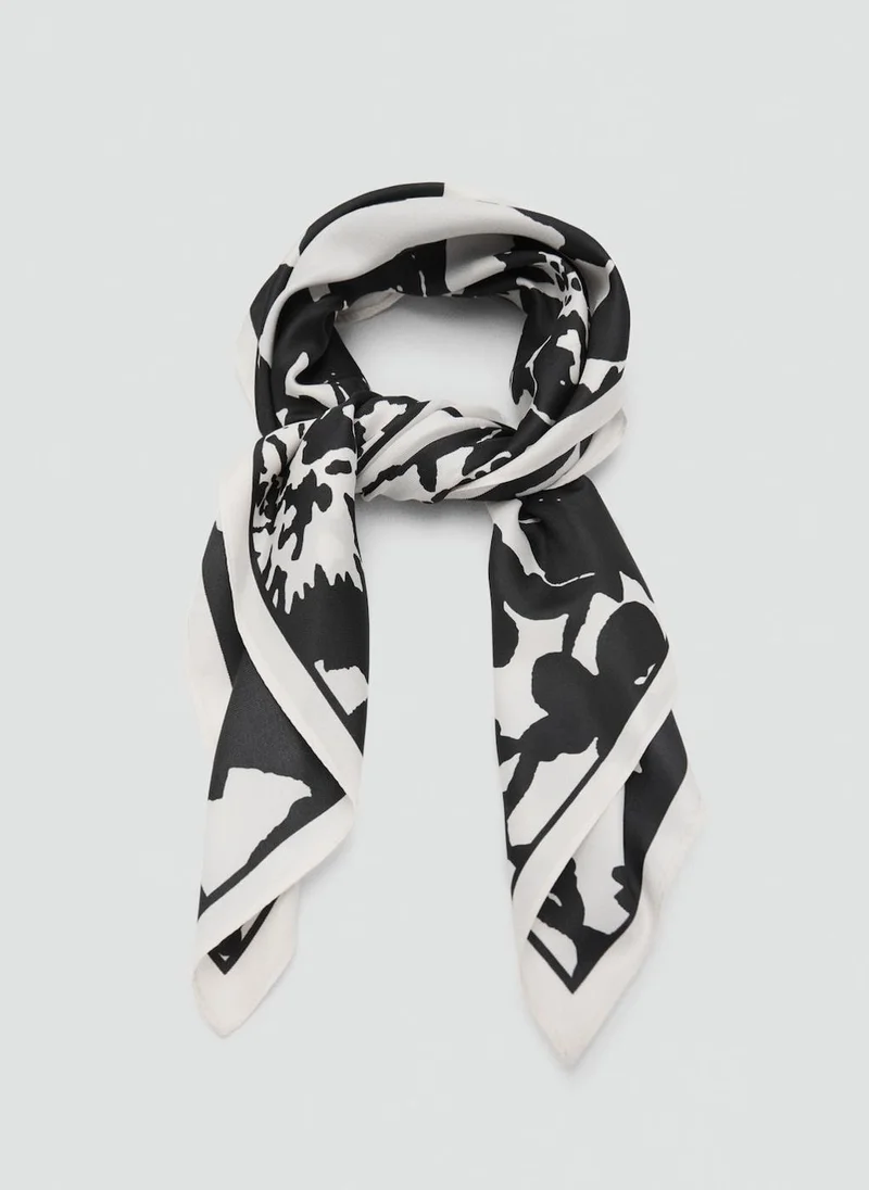 مانجو Floral-Print Satin Scarf