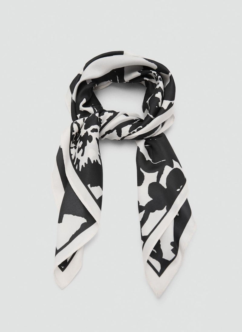 MANGO Floral-Print Satin Scarf  - Image 2