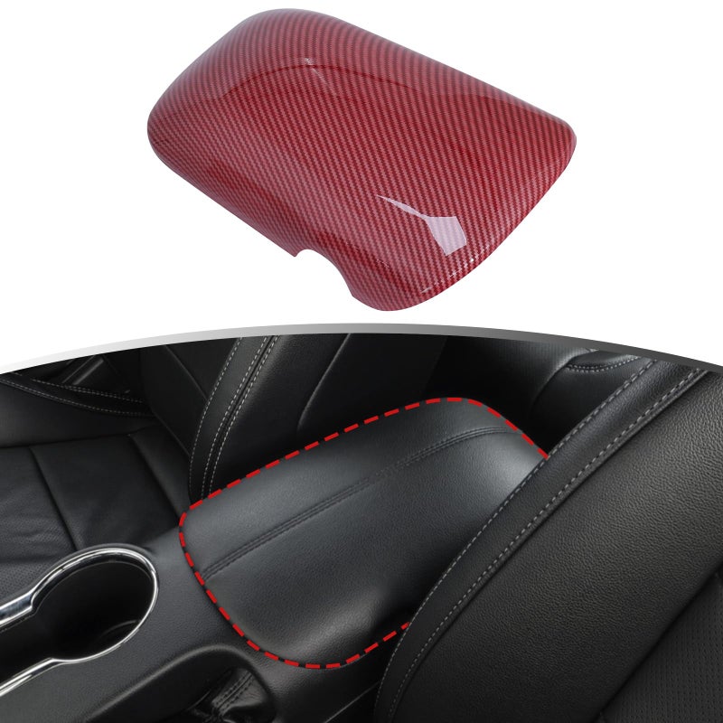Naisec for Ford Mustang Accessories 20152024 ABS Interior Center Console Armrest Storage Box Cover Trim Red Carbon Fiber Grain