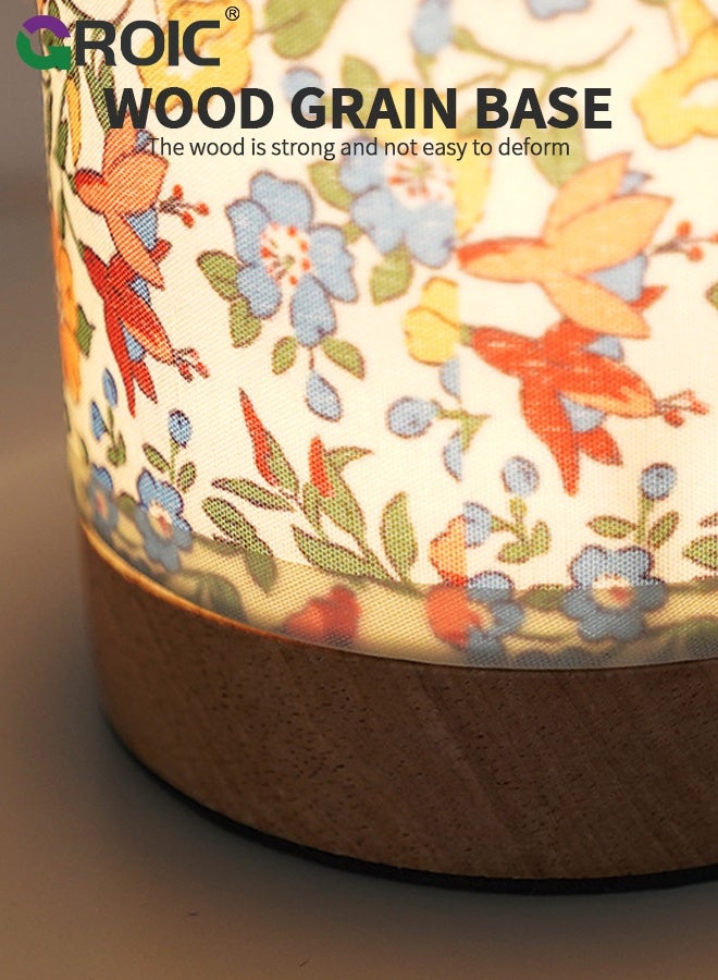 جرويك مصباح لمس بجانب السرير مع منافذ USB، مصباح صغير عصري قابل للتعتيم بثلاثة اتجاهات مع غطاء من القماش على شكل زهرة، مصباح طاولة بجانب السرير لغرفة المعيشة وغرفة النوم وتزيين غرفة الأطفال - Image 4