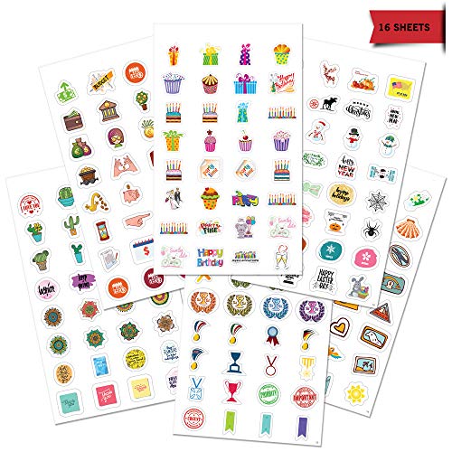 STRIVE ZEN StriveZen Planner Stickers Pack - 512 Cute Stickers, 16 Sheets, Birthday, Self Expression, Doctor Appointment, Productivity, Holiday, Budget, Travel, Health, Daily Chores - Image 5
