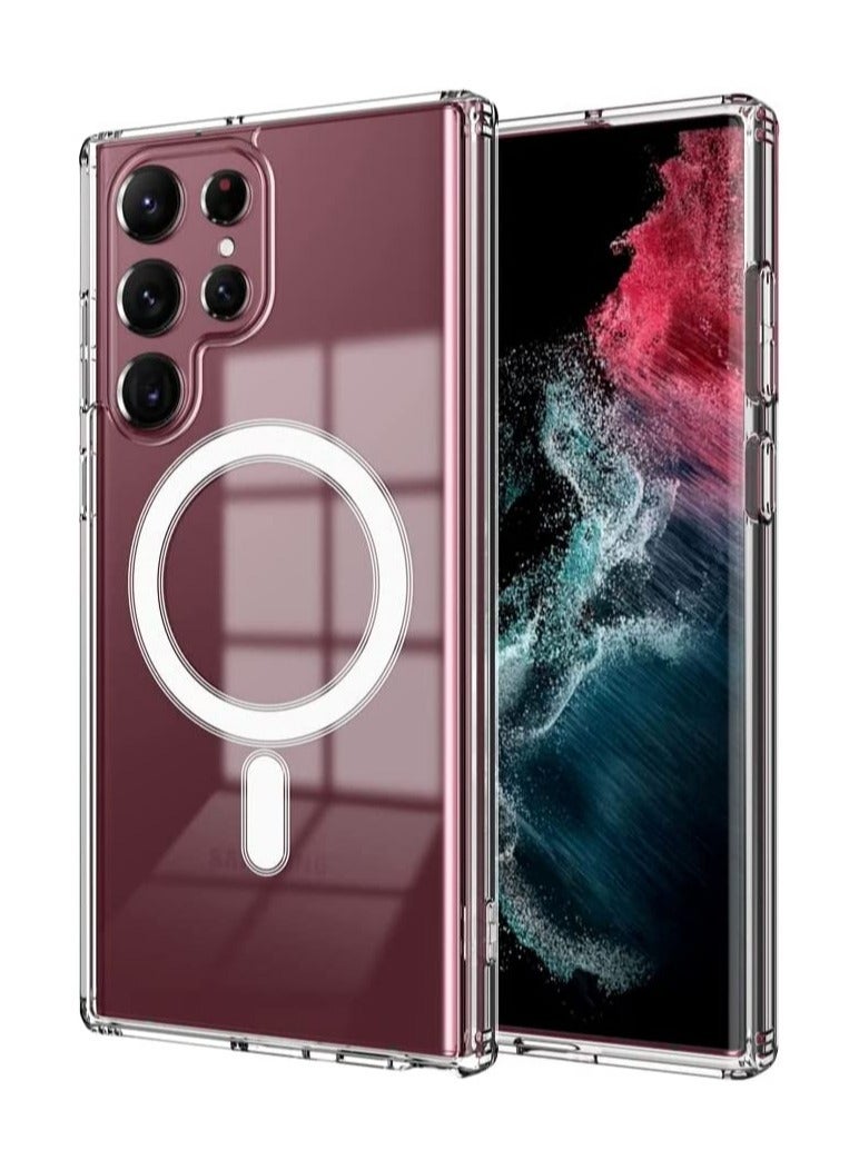 إلترازون Clear Magnetic Case for Samsung Galaxy S22 Ultra Compatible with Magsafe Card Wallet& Wireless Chager - Image 1