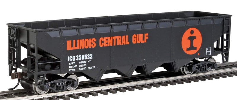 Walthers Trainline Offset Hopper Ready to Run Illinois Central Orange Black White Large Logo HO Scale - Image 4