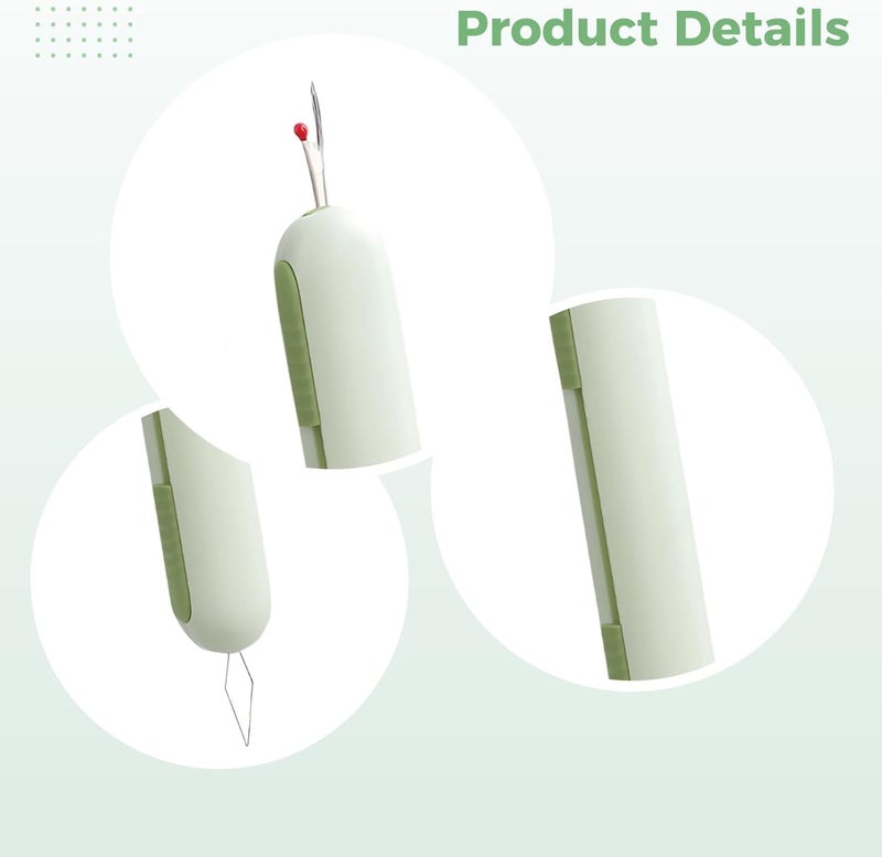 Quick Threading Sewing Tool, Green 2-in-1 Needle Threader with Seam Ripper, Stainless Steel, Ideal for Users, 4.1 x 0.7 in - Image 5