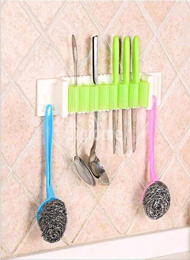 McMus Mighty Rack Plastic Wall Mount Kitchen Mighty Rack for Utensils Cutlery Holder Serving Spoons Bathroom Storage Clip Hanging Insert Organizer Rack Shelf Mighty Rack Hook (Random Color 1 Pcs) - Image 1