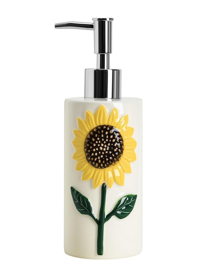 RockTrend Sunflower Ceramic Soap Dispenser Soap Bottle Lotion Bottle with Pump - Image 1