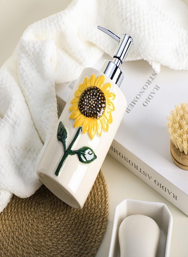 RockTrend Sunflower Ceramic Soap Dispenser Soap Bottle Lotion Bottle with Pump - Image 4