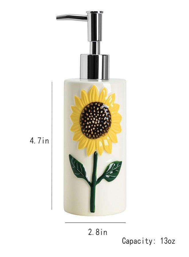 RockTrend Sunflower Ceramic Soap Dispenser Soap Bottle Lotion Bottle with Pump - Image 2
