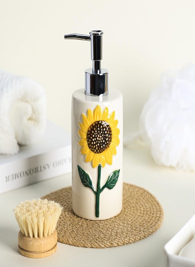 RockTrend Sunflower Ceramic Soap Dispenser Soap Bottle Lotion Bottle with Pump - Image 3