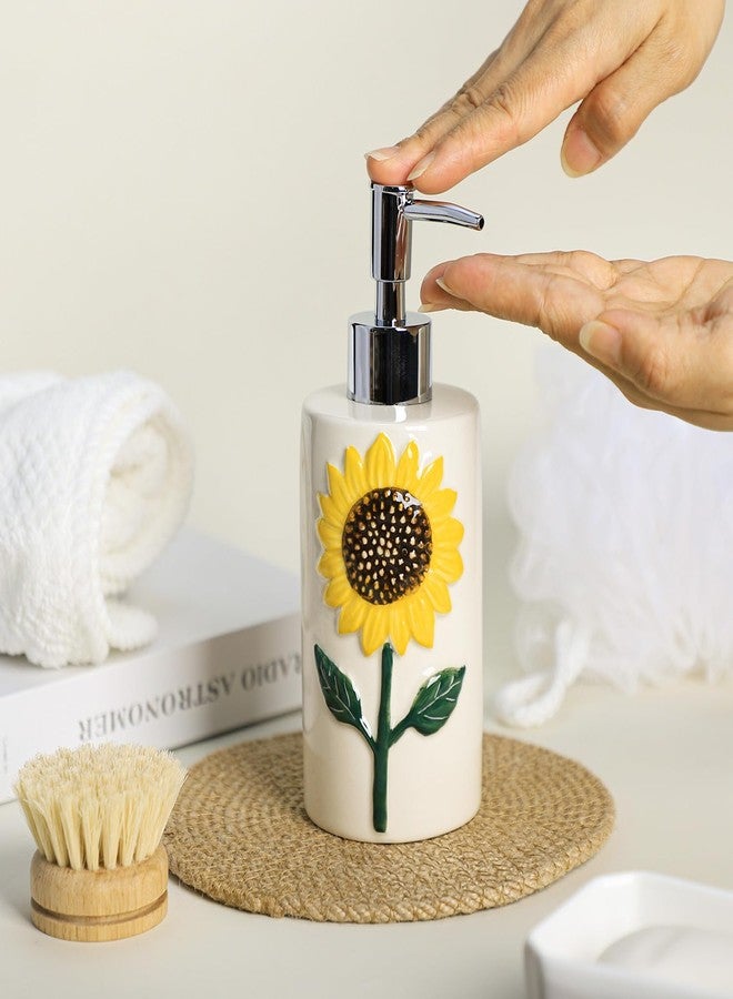 RockTrend Sunflower Ceramic Soap Dispenser Soap Bottle Lotion Bottle with Pump - Image 5