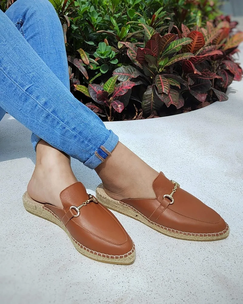 SHOEQ Tan Espadrille Mule for Women | Best Price UAE