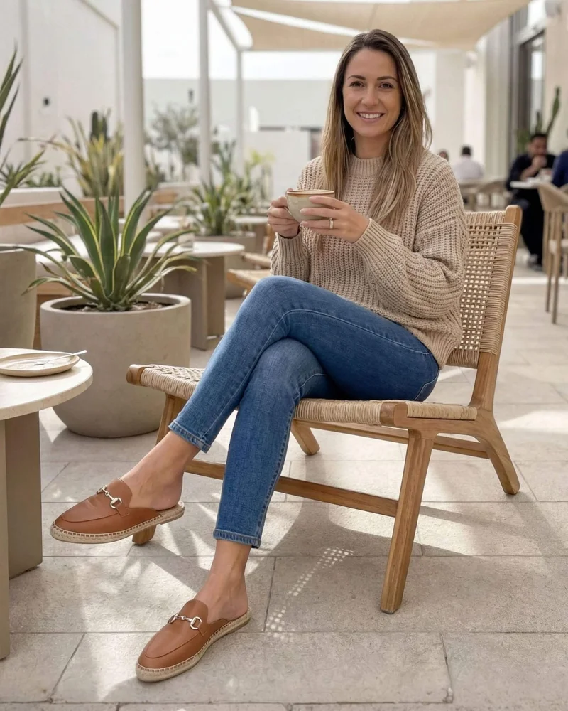 SHOEQ Tan Espadrille Mule for Women | Best Price UAE