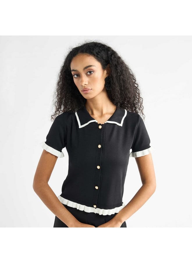 FAV - Solid Shirt with Contrast Detail - Image 1