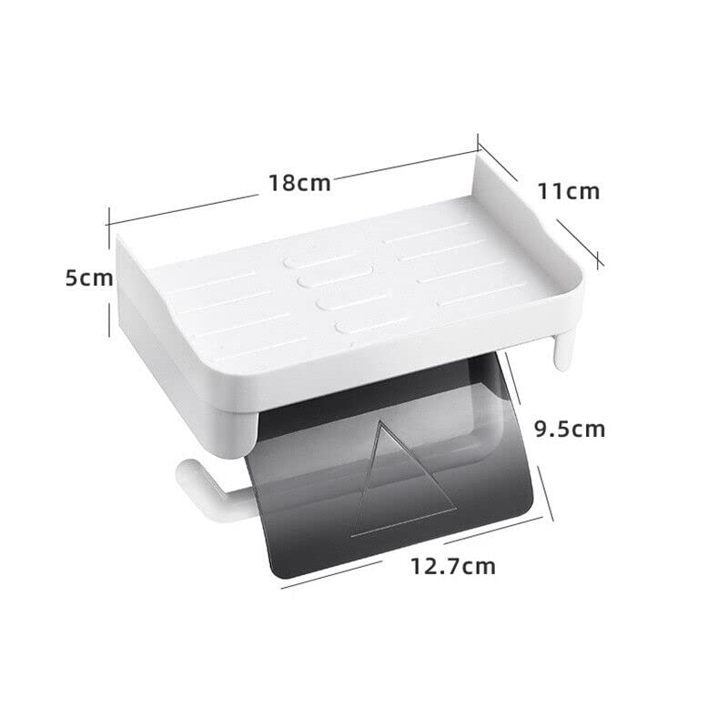 FYCAN FYCAN Toilet Paper Holder NailFree NonMarking Sticker Mobile Phone Shelf WallMounted Rolled Paper Tissue Box with LargeCapacity Waterproof Baffle for Bathroom_ Grey  - Image 3