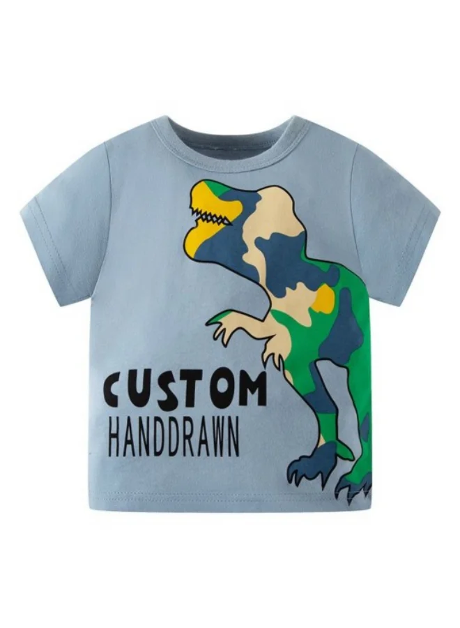 YUNIQEE Blue Printed Short Sleeve Crew Neck T-Shirt