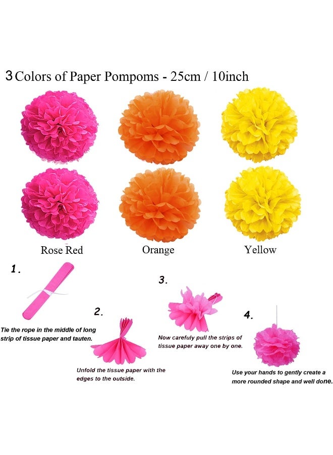 ZERODECO ZERODECO Birthday Decoration Set  Happy Birthday Banner Bunting with 4 Paper Fans Tissue 6 Paper Pom Poms Flower 10 Hanging Swirl and 20 Balloon for Birthday Party Decorations - Multicoloured  - Image 2