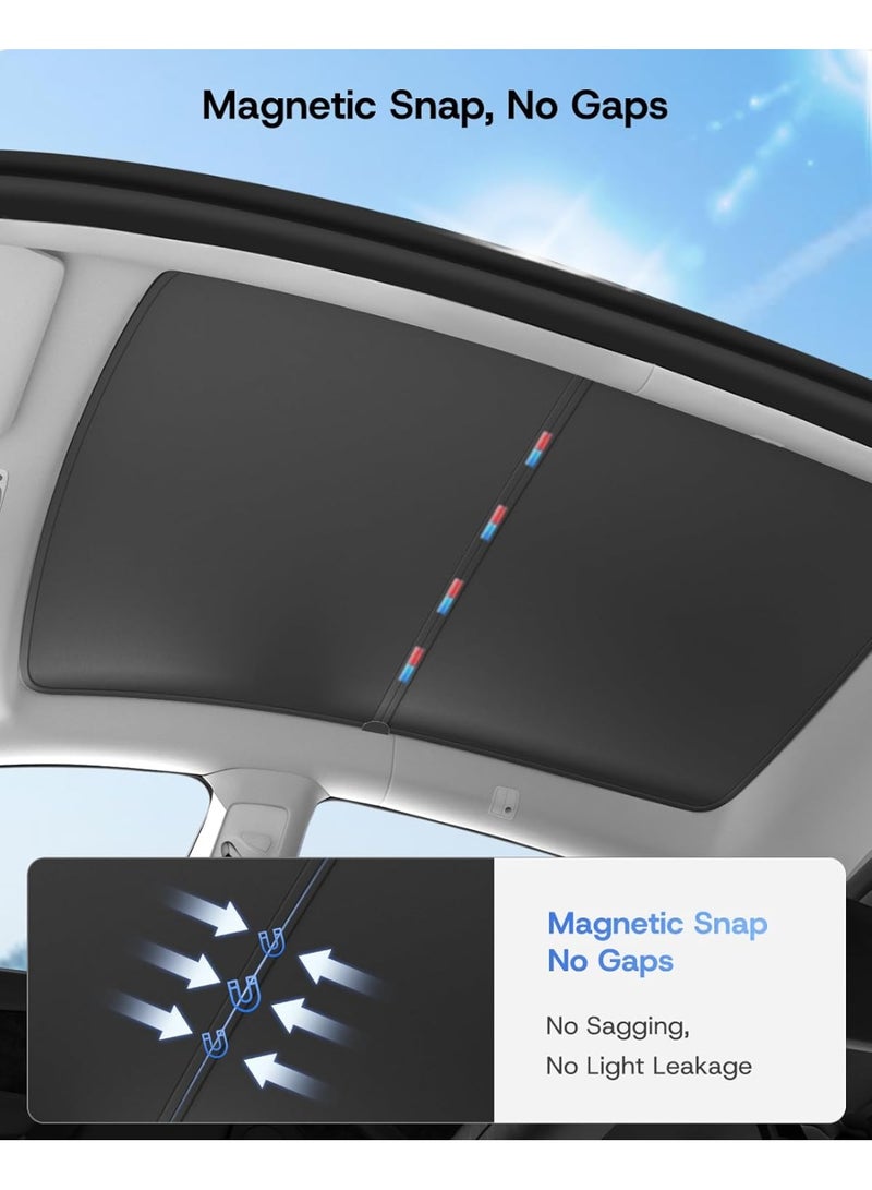 Aido Tesla Model Y Sunshade: UV protection, heat-insulating sunshade, 99% sun shading, never sags, foldable, Tesla Model Y accessory compatible with 2020-2024 Model Y (black). - Image 5