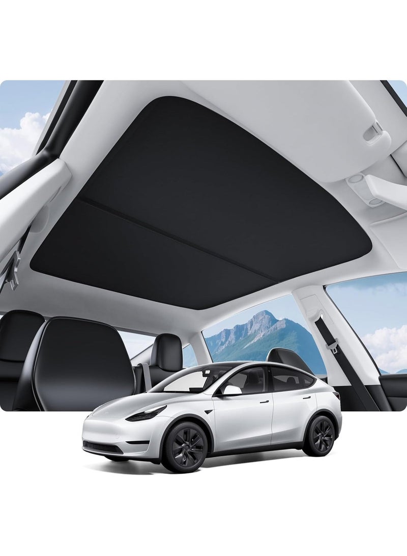 Aido Tesla Model Y Sunshade: UV protection, heat-insulating sunshade, 99% sun shading, never sags, foldable, Tesla Model Y accessory compatible with 2020-2024 Model Y (black). - Image 1