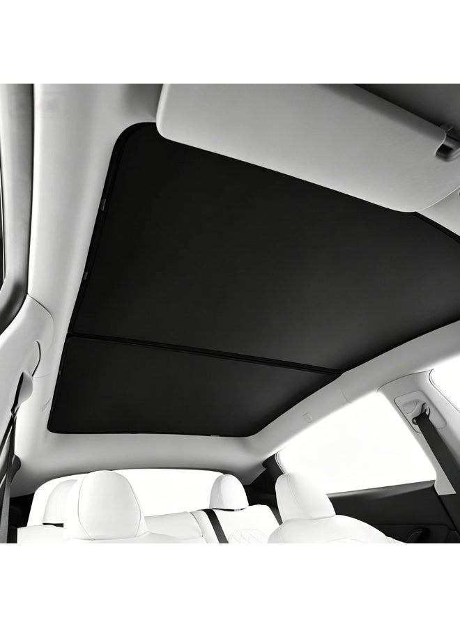 Aido Tesla Model Y Sunshade: UV protection, heat-insulating sunshade, 99% sun shading, never sags, foldable, Tesla Model Y accessory compatible with 2020-2024 Model Y (black). - Image 4