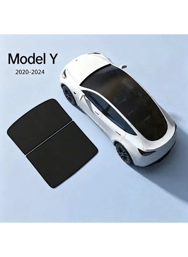 Aido Tesla Model Y Sunshade: UV protection, heat-insulating sunshade, 99% sun shading, never sags, foldable, Tesla Model Y accessory compatible with 2020-2024 Model Y (black). - Image 2