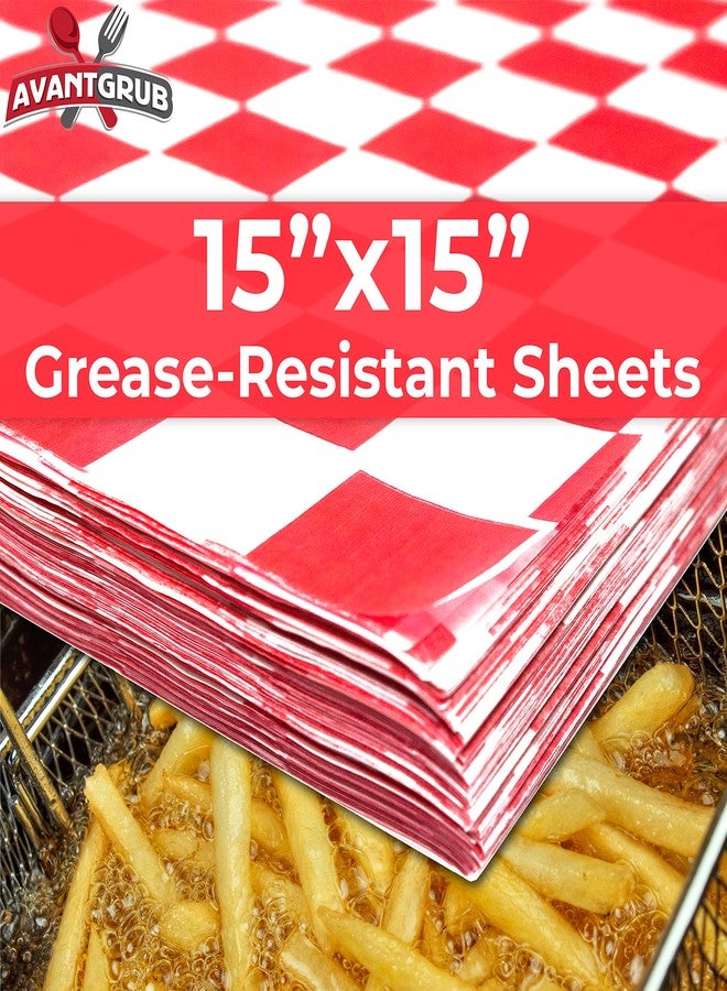 Avant Grub Extra Large, Grease Resistant Red Checkered Sandwich Liner 300 Sheet Pack. Microwave Safe 15x15 in Wax Paper Deli Wrap for Restaurants, Churches, BBQs, Concession Stands, School Carnivals, and Fairs. - Image 2