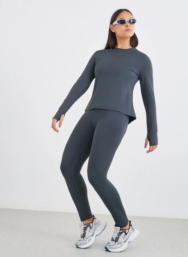 Styli Styli Back Split Hem Detail Top and Leggings Set