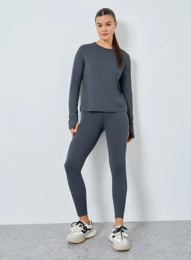 Back Split Hem Detail Top and Leggings Set