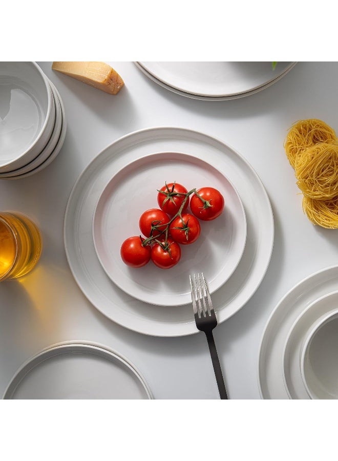 Lefonte Dinnerware Sets Fine Porcelain Dinnerware Sets Plates and Bowls Sets Dishes 12Piece Service for 4 Soft White - Image 4