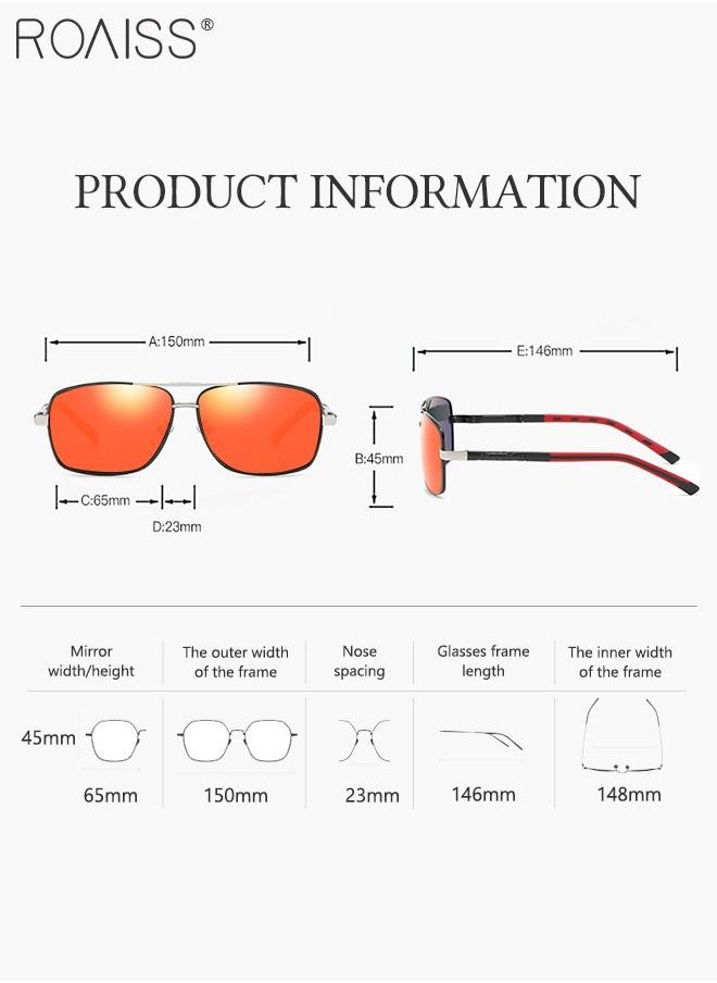نظارة شمسية مستطيلة مستقطبة رجالية، نظارة الشمس الواقية من الأشعة فوق البنفسجية 400 بإطار معدني، ظلال شمس مضادة للوهج عصرية للرجال مناسبة للقيادة وصيد الأسماك والسفر، أحمر، 65 مم - pzsku/Z9E9AF128E751BDA9778FZ/45/_/1682416730/7f016475-697c-41cc-a319-843d405344f3