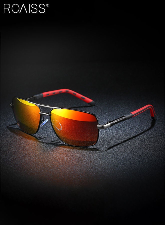 roaiss Men's Polarized Rectangular Sunglasses, UV400 Protection Sun Glasses with Metal Frame, Fashion Anti-Glare Sunglasses for Men Driving, Fishing, Traveling, Red, 65mm  - Image 4