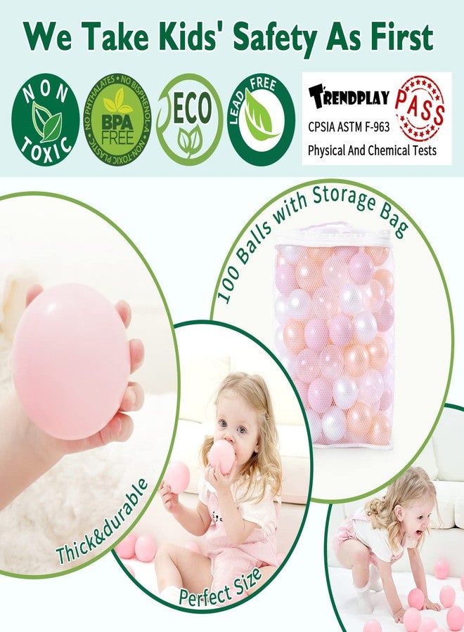 TRENDPLAY كرات بلاستيكية من تريند بلاي لأحواض الكرات - عبوة من 100 كرة مجوفة - وقت لعب آمن وممتع - مثالية لأحواض الأطفال الصغار، والحفلات، وتزيين المهرجانات، وردي + ذهبي + أبيض لؤلؤي + شفاف - Image 2
