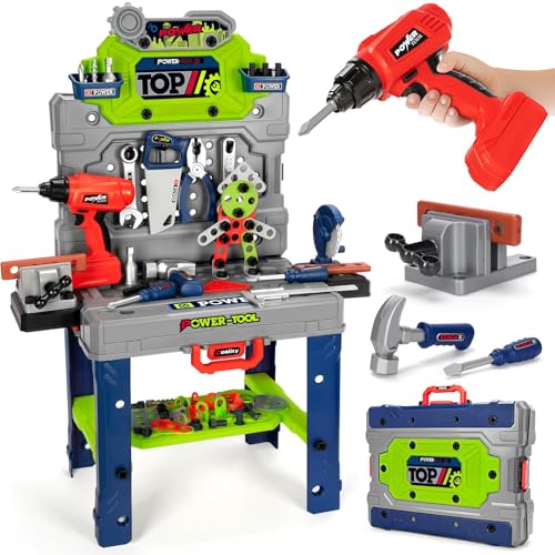 TooyBing Kids Tool Bench Set with Electric Drill and Realistic Tools Construction Workbench Playset Toy for Toddler 35 Easy Set up Kids Boy Toys Birthday Gifts for Boys Age 3 4 5 Year Old - Image 1
