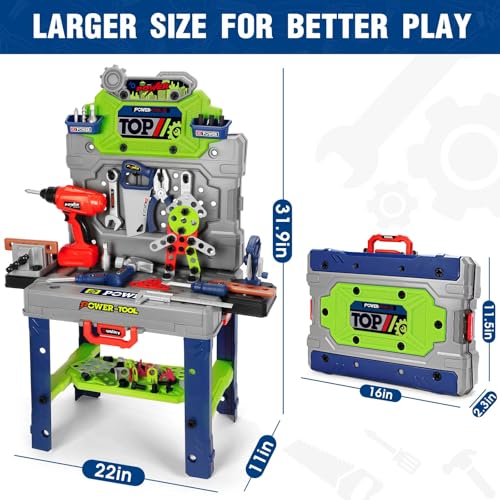 TooyBing Kids Tool Bench Set with Electric Drill and Realistic Tools Construction Workbench Playset Toy for Toddler 35 Easy Set up Kids Boy Toys Birthday Gifts for Boys Age 3 4 5 Year Old - Image 5
