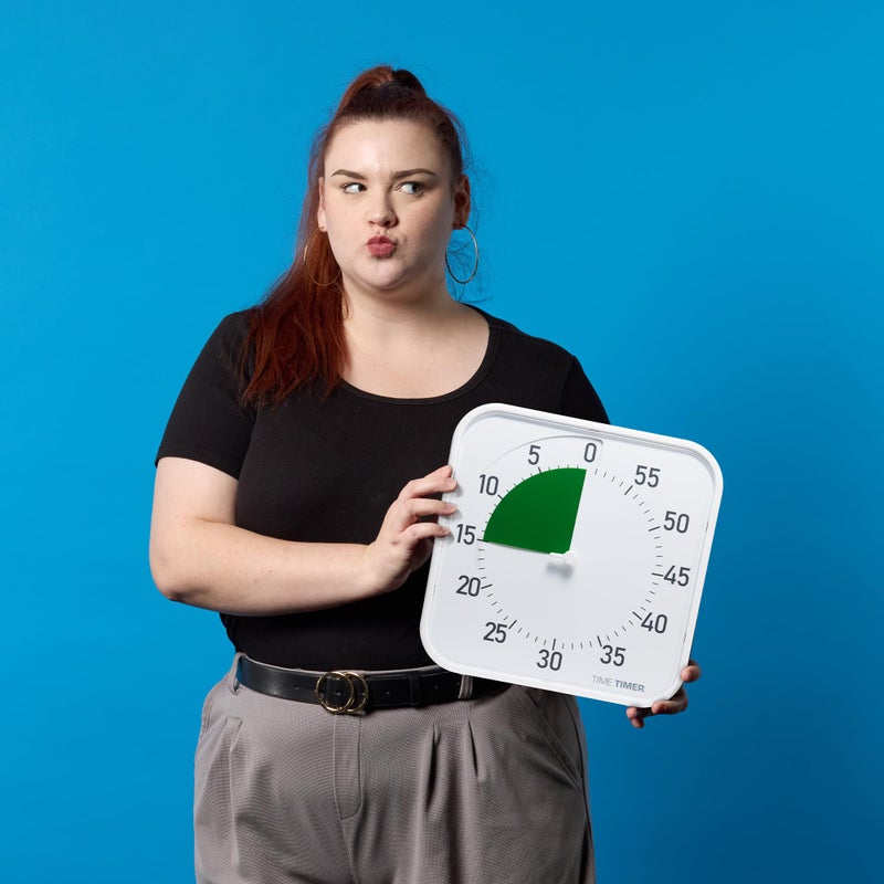 Time Timer Original 12" Visual Countdown Timer â€“ Large 60-Minute Silent Classroom Visual Timer for SEL, Emotional Regulation, Focus, Calm Transitions, ADHD, Autism â€“ (Green & White) - Image 5