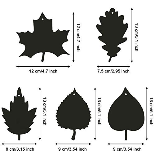 BBTO 50 Pieces Scratch Fall Leaves Colorful Scratch Leaves Paper with Ribbons and Wooden Stylus for Thanksgiving Harvest Party(Black) - Image 2