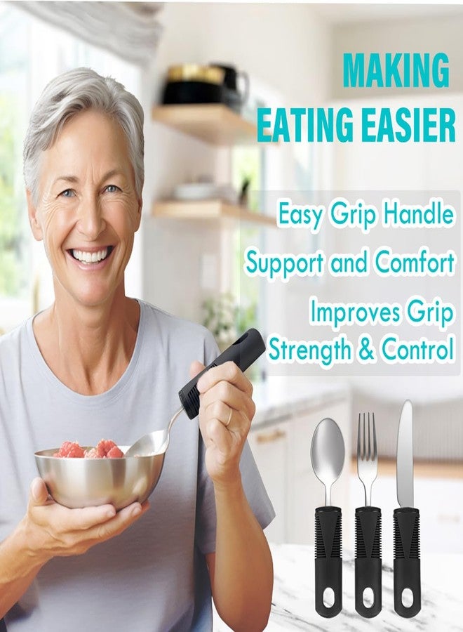 Nourislif Adaptive Utensils, Adaptive Utensils 3pcs for Hand Tremors,Elderly, Arthritis,Parkinsons-Built Up Utensils for Adults-Easy Grip Aids Handle-2.7oz Each Weighted Silverware for Hand Tremors - Image 2