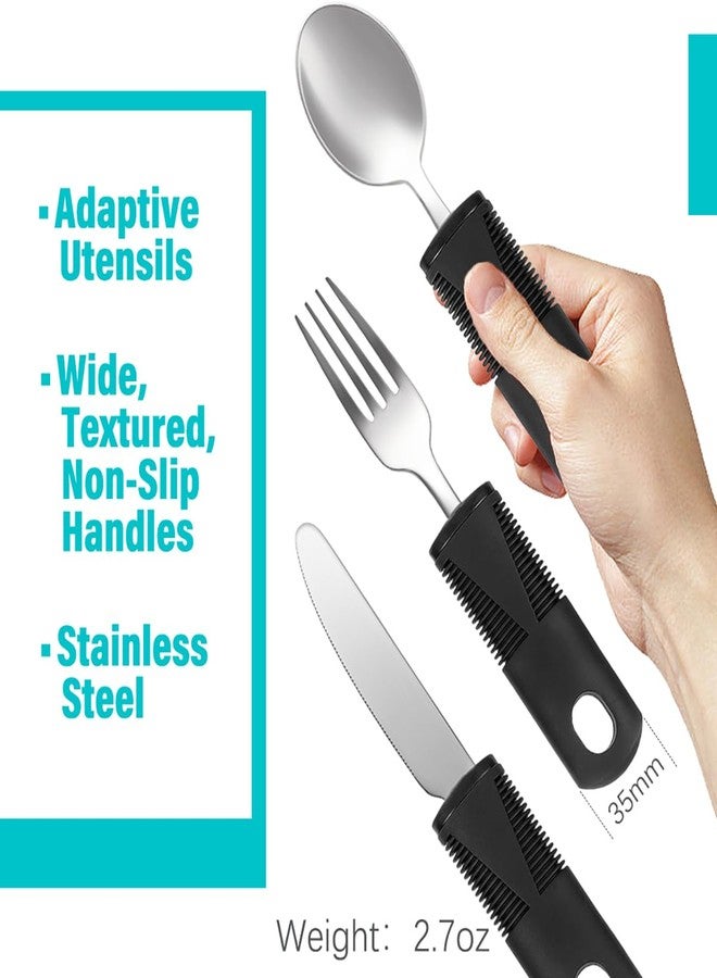 Nourislif Adaptive Utensils, Adaptive Utensils 3pcs for Hand Tremors,Elderly, Arthritis,Parkinsons-Built Up Utensils for Adults-Easy Grip Aids Handle-2.7oz Each Weighted Silverware for Hand Tremors - Image 3