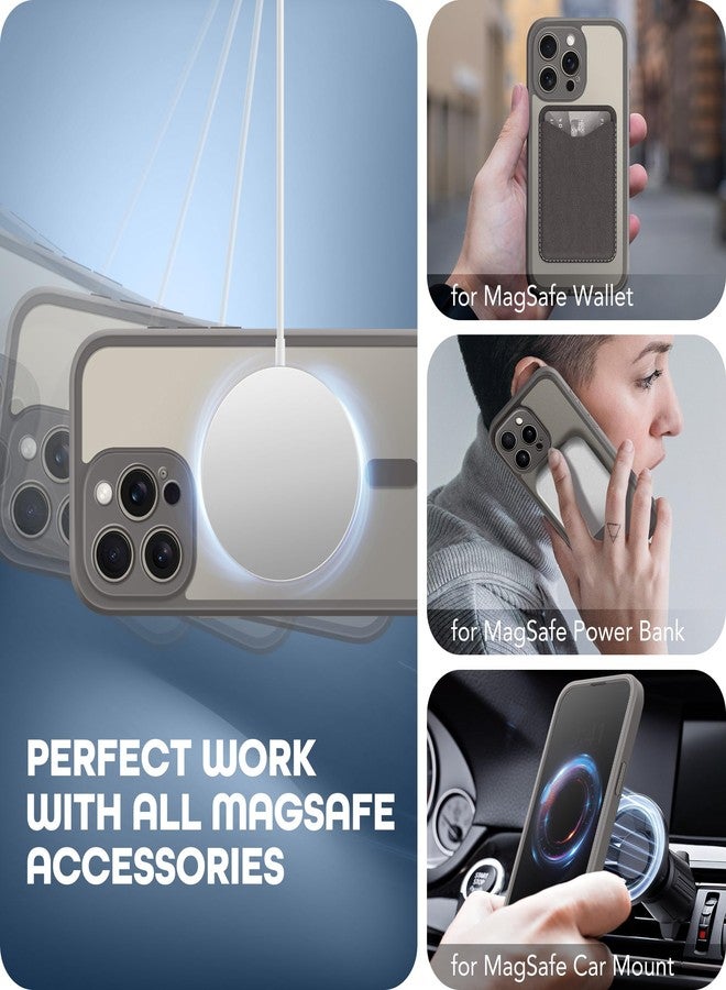 تيزن جراب TIESZEN لهاتف iPhone 15 Pro، متوافق مع MagSafe، مزود بواقي شاشة مدمج لحماية الخصوصية وحماية للكاميرا، جراب هاتف صلب مقاوم للغبار والصدمات، مضاد للتجسس، مقاس 6.1 بوصة، رمادي داكن - Image 4