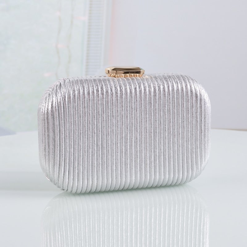 New Evening Bags Chain Crossbody Bags Striped Pu Party Clutch Bags Handmade Bridal Evening Bags - Image 1